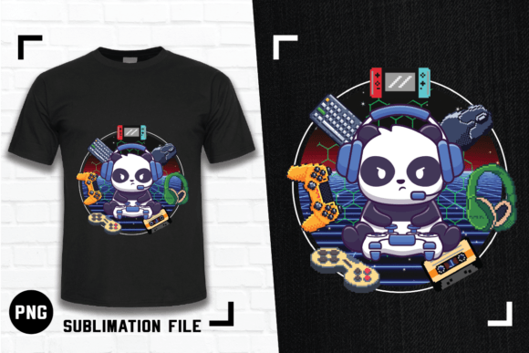 Gamer Panda Joystick Gaming Shirt PNG Digital File