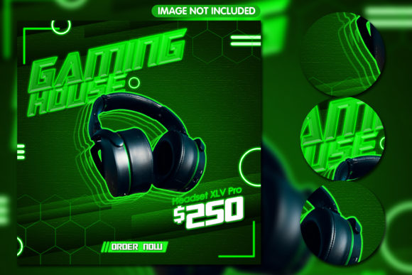 Gaming Headset Promo Instagram Post Design Template