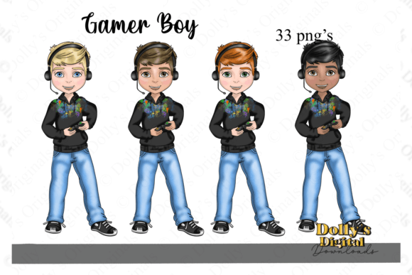 The Cute Gaming Boy Character in Black Gamer: Your Versatile Creative Asset